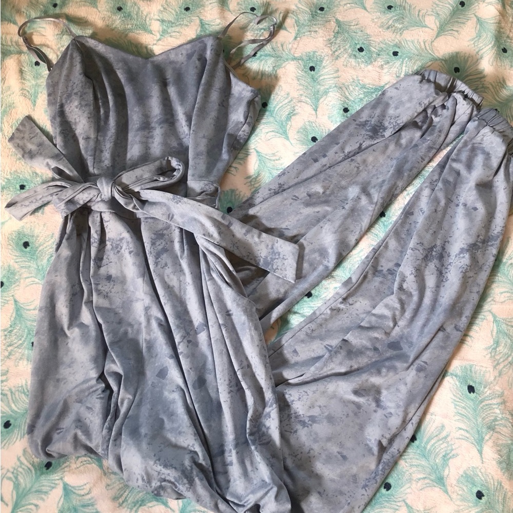 Honey and Rosie Stylish Blue Jumpsuit with Tie Waist